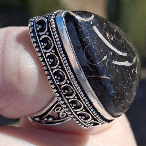 New Turritella Agate Fossi Silver Ring. - Picture 3 of 12
